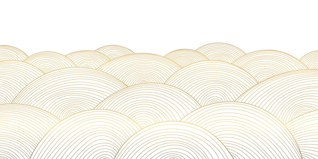 Векторный абстрактный золотой роскошный рисунок линии фон рисунки обоев волнистые круги арт-деко текстура для печати ткань дизайн упаковки море океан пейзаж искусства в японском стиле