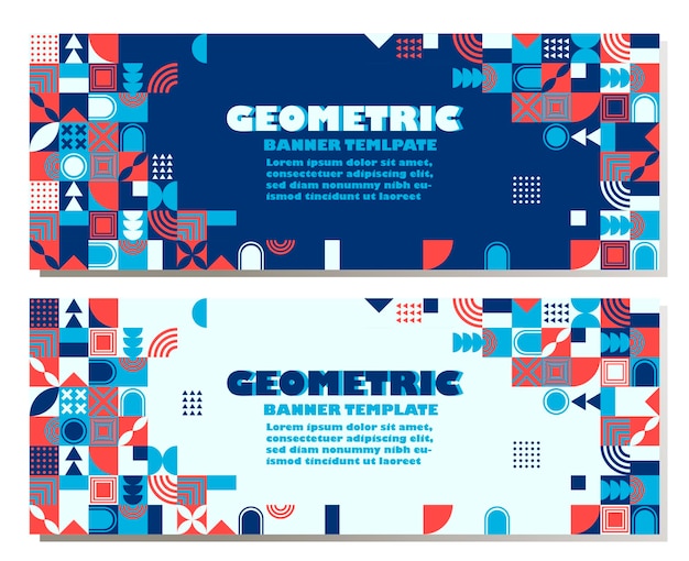 Vector abstract graphic banner pattern background template geometric abstract banner border design composition of simple geometric shapes for presentation flyer cards landing website design