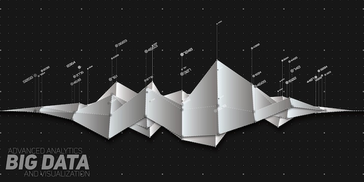 Vector vector abstract grayscale financial big data graph visualization.