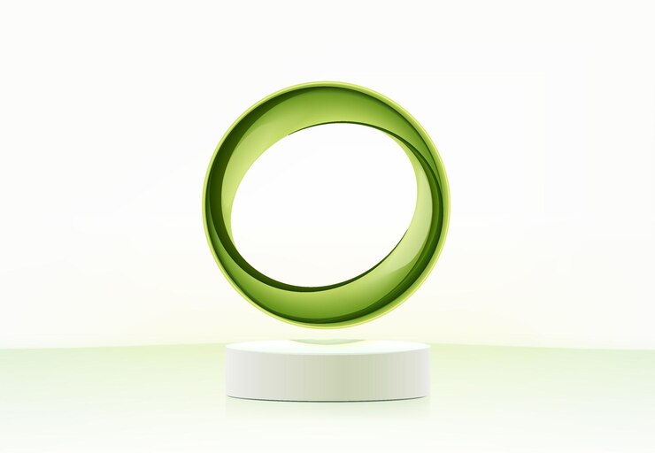 Vector vector abstract green circle with realistic white cylinder stand product podium design for cosmetic or product display