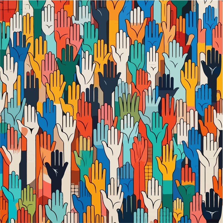 Vector vector of an abstract hand mural background