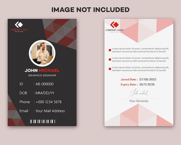 vector abstract id badge template corporate id card office id card illustration front and back id