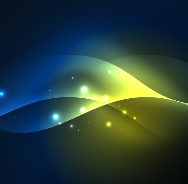 Vector abstract illuminated neon waves