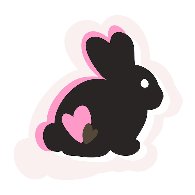 Vector abstract isolated illustration of rabbit. Profile silhouette with hearts. Chinese New Year.
