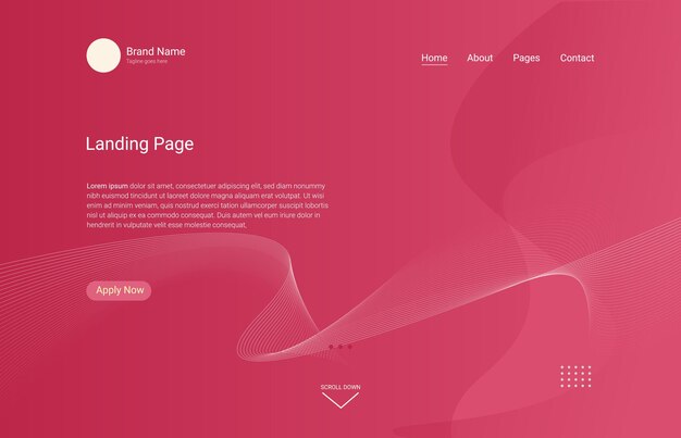 Vector abstract landing page template for websites or apps.