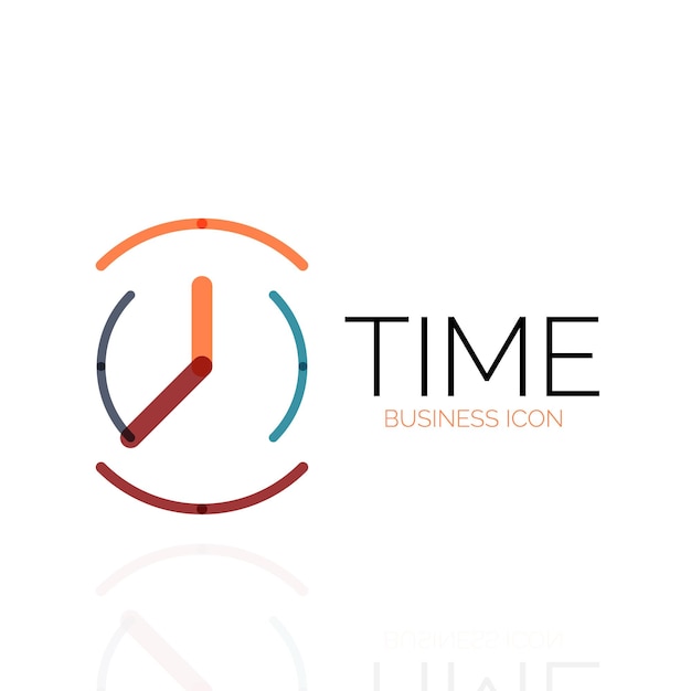 Vector abstract logo idea time concept or clock business icon creative logotype design template linear flat thin line design