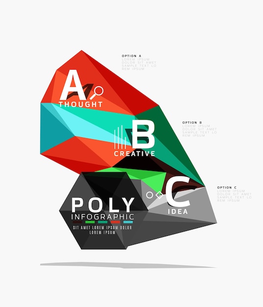 Vector abstract low poly geometric infographics