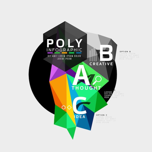 Vector abstract low poly geometric infographics