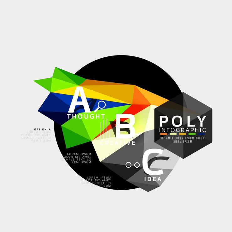 Vector vector abstract low poly geometric infographics