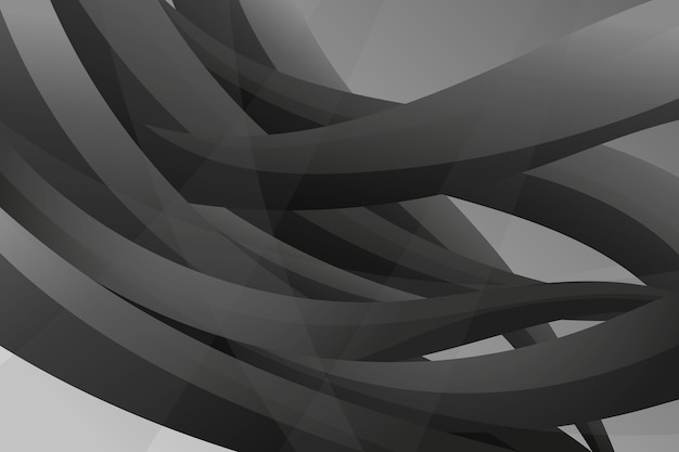 Vector abstract modern black and white background gradient ribbons and wavy shapes