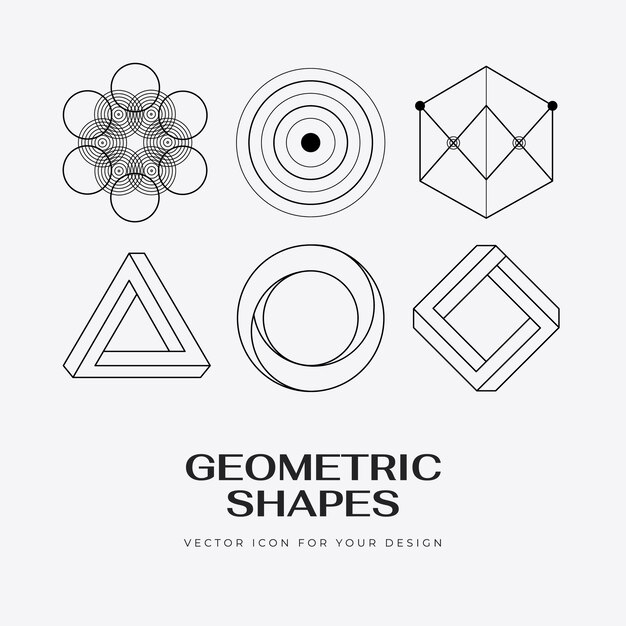 Vector vector abstract modern set geometric icon design in trendy linear style