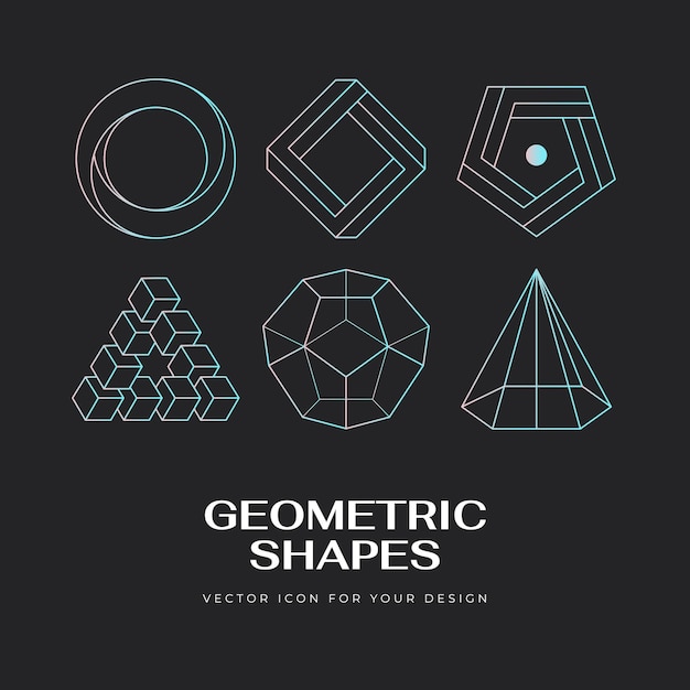 Vector abstract modern set geometric icon design in trendy linear style