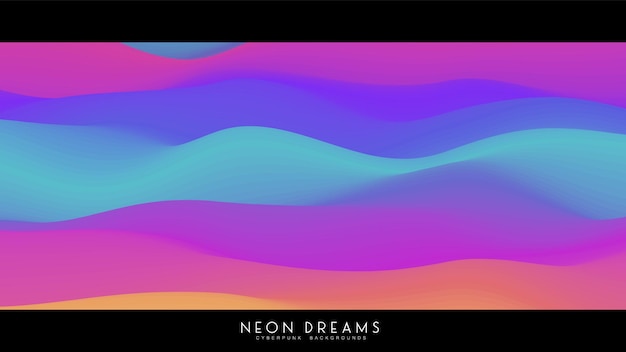 Векторный абстрактный фон neon dreams модный киберпанк-голографический жидкий фон с красочными волнами радужная пастельная жидкая текстура для креативного дизайна обложек плакатов