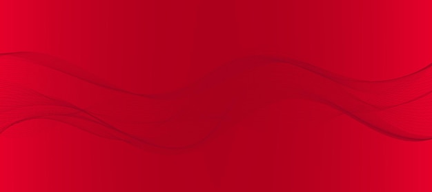 Vector Abstract Red Background with Dynamic Red Waves Lines and Particles