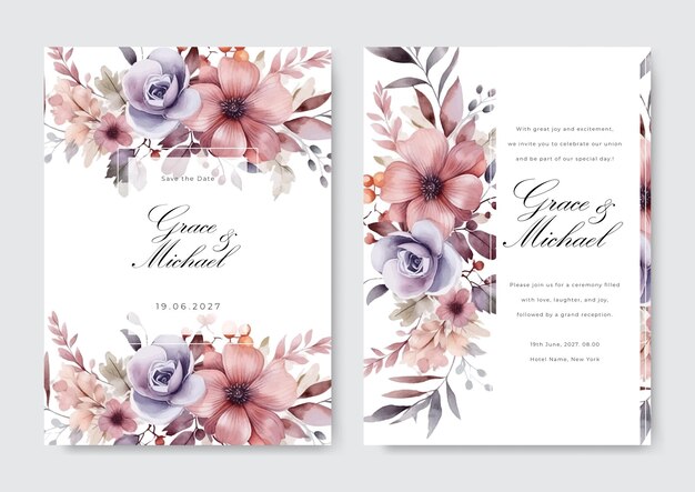 Vector abstract roses wedding invitation template on a pink background vector banner poster template