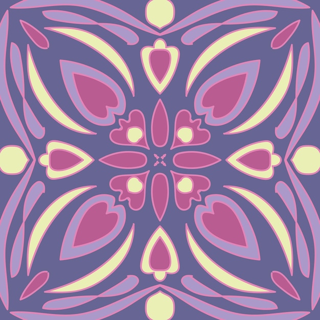 幾何学と花のベクトル抽象的なシームレスなパッチワーク パターン