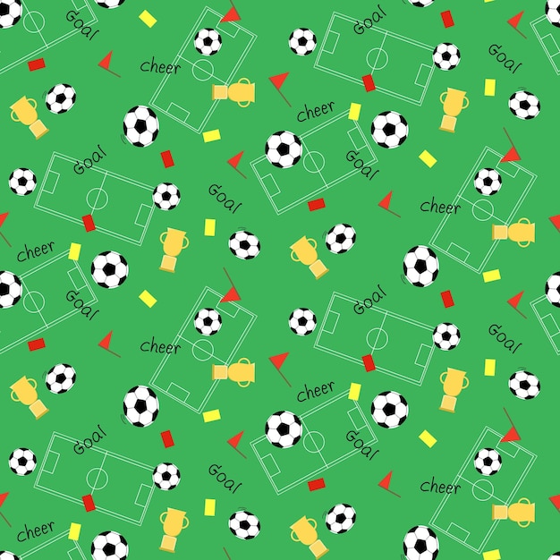 Vector Abstract seamless pattern element of football or soccer on green grass background Sport