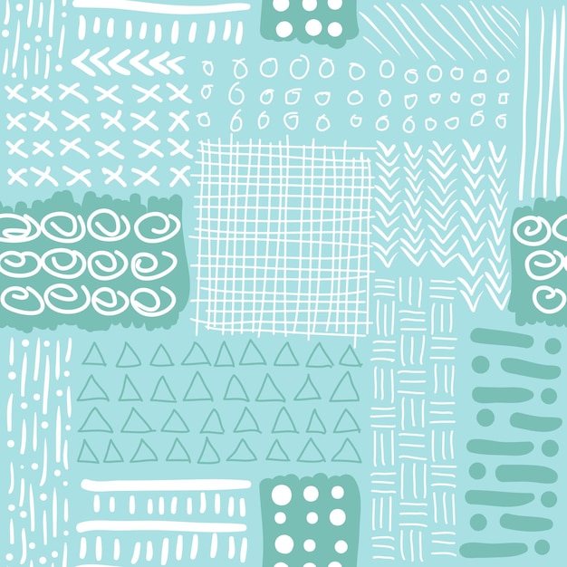 Vector abstract seamless pattern with hand drawn lines dots for fabric print wallpaper design