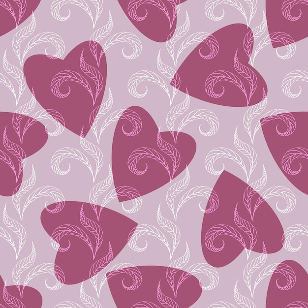 Vector abstract seamless soft pink pattern for Valentineday with hearts