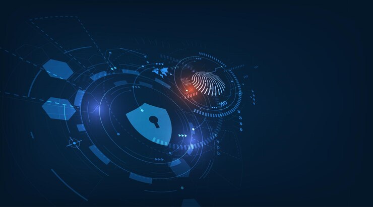 Vector vector abstract security system concept with fingerprint on technology background.