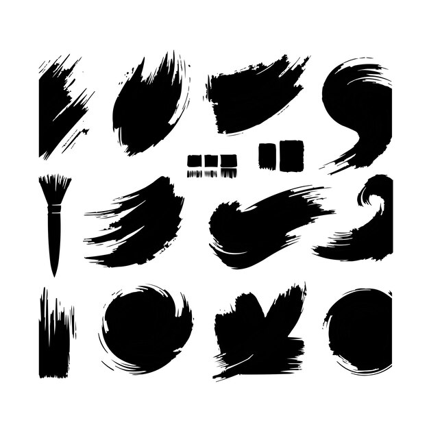 Vector vector abstract set of black brush strokes