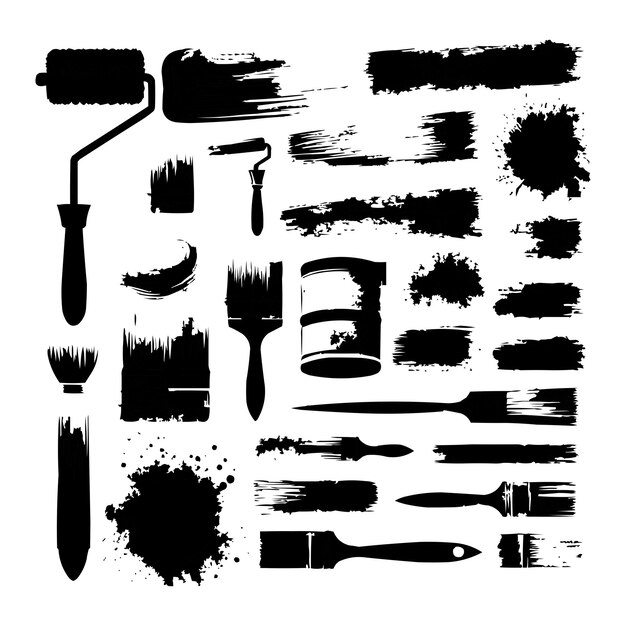 ベクトル vector abstract set of black brush strokes