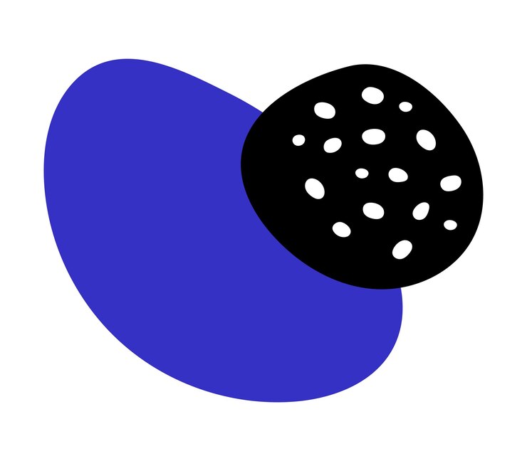 Vector vector abstract shapes big blue blot and black blot with dots modern ornaments abstract clip art