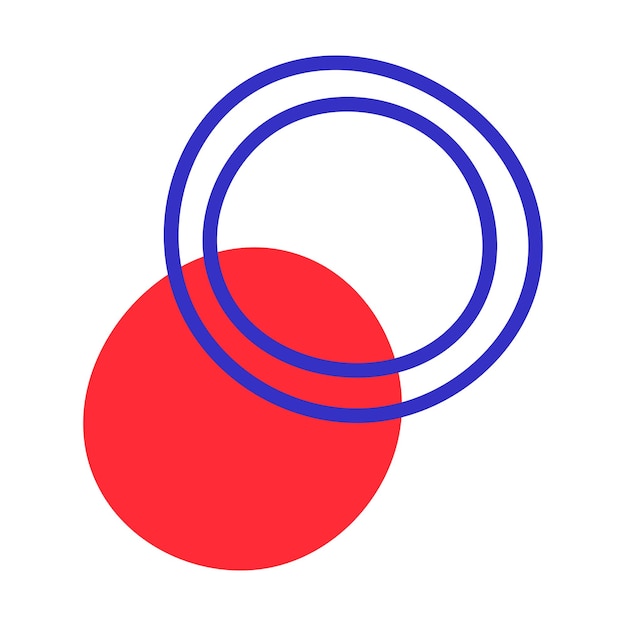 ベクトルの抽象的な形円の青い輪郭の赤いしみ現代の装飾品抽象的なクリップアート