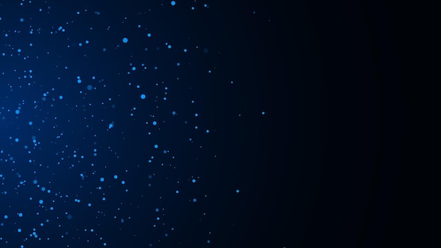 Vector vector abstract space dust magic snow on blue background dust particles with bokeh effect flying glitter dots in infinite starfall in the sky