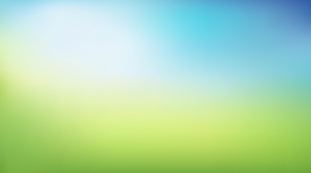 Вектор абстрактный фон летом или весной с зеленым и синим градиентом для плаката Пейзаж поля