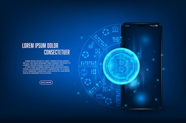 ベクトル抽象的な技術暗号通貨の概念携帯電話上のビットコイン ウォレット アプリケーション