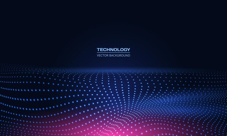 Vector vector abstract technology digital wave of particles mesh background network illustration with particle artificial intelligence and big data digital technology abstract background