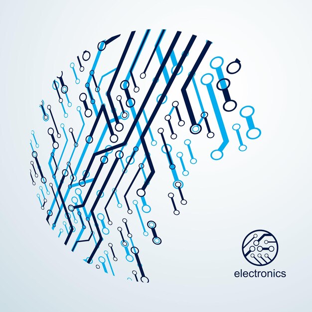 Vettore illustrazione di tecnologia astratta vettoriale con circuito stampato. schema digitale ad alta tecnologia del dispositivo elettronico. fondo astratto del microchip di tecnologia