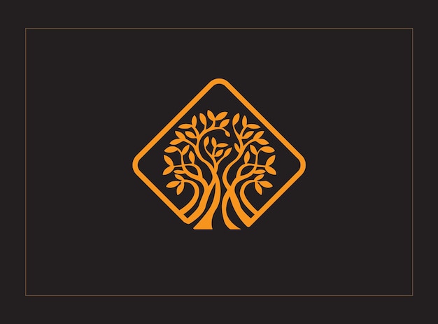 Vector abstract tree logo design and roots logo design with leaf logo design