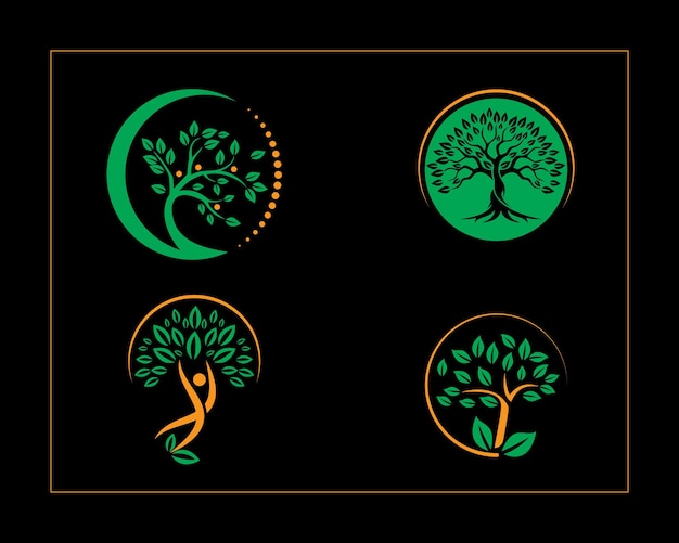 Vector vector abstract tree logo and roots logo leaf design