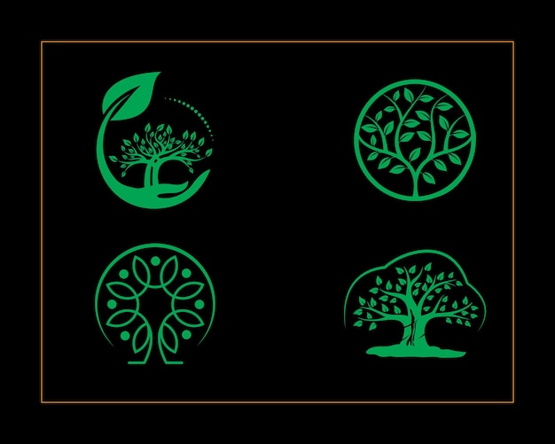 Vector vector abstract tree logo and roots logo leaf design