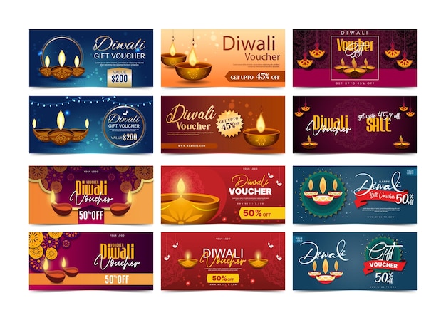 Vector abstract voucher banner di diwali