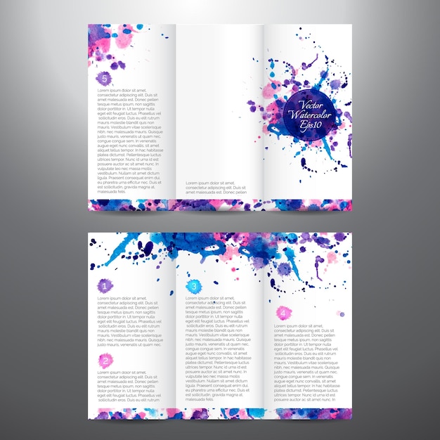 Vector vector abstract watercolor brochure with blots. design template with place for your text. can be used for identity style, printing, flyers, leaflets, brochures, etc.