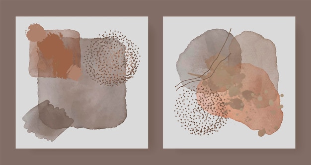 홈 장식 벽 장식 인테리어 디자인을 위한 갈색 톤의 벡터 추상 수채화 그림
