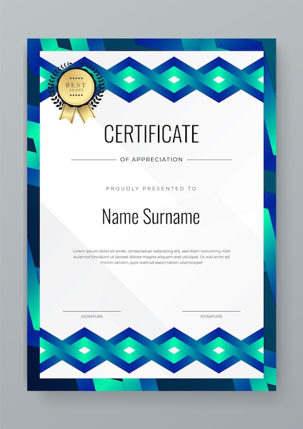 Vector abstract white and blue gold certificate template concept