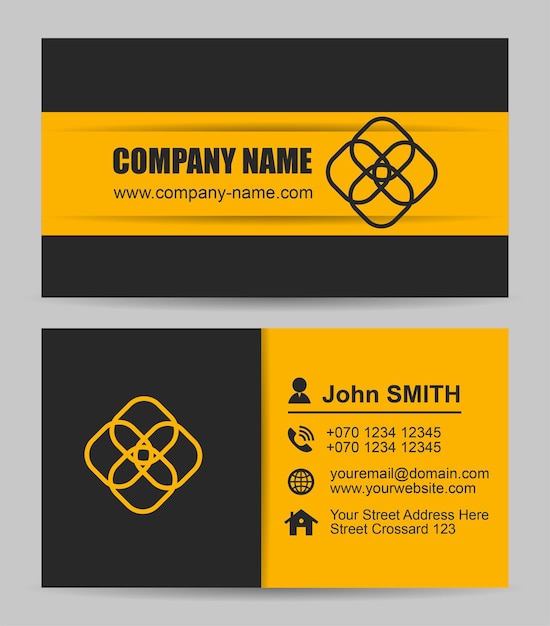 Vector abstract yellow and black business card template