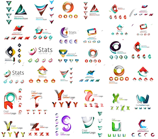 Vector abstracte bedrijfslogo mega collectie type brieven en andere elementen