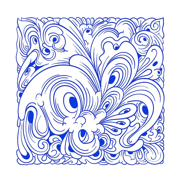 Vector abstracte etnische en cultuur doodle illustratie in blauwe kleur voor achtergrond