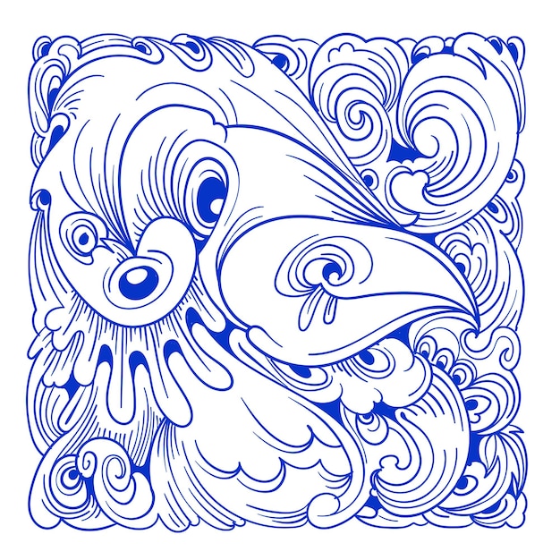 Vector abstracte etnische en cultuur doodle illustratie in blauwe kleur voor achtergrond