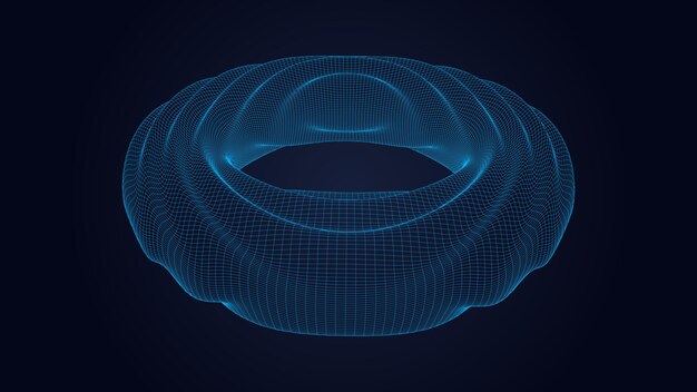 Vector abstracte geometrische figuur gemaakt van digitale deeltjes Netwerkverbinding Een grote gegevensstructuur van blauwe stippen verbonden door lijnen