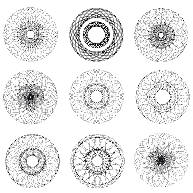 Vector abstracte guilloche elementen op witte achtergrond