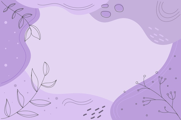 Vector abstracte lila achtergrond met bladeren en bloemen
