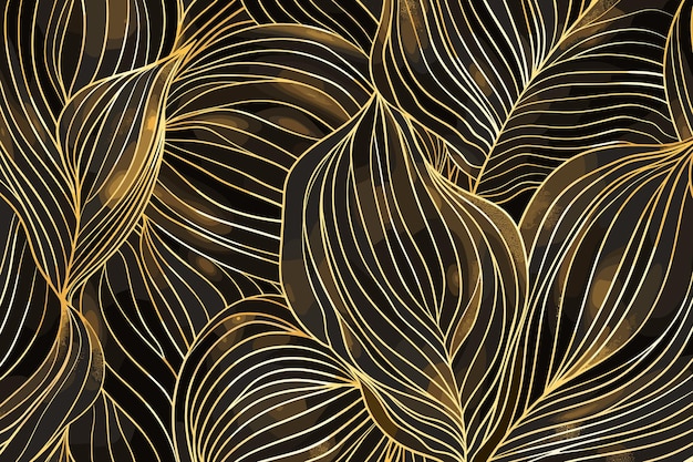 Vector abstracte luxe gouden behang golvende lijn kunst achtergrond dynamische linten