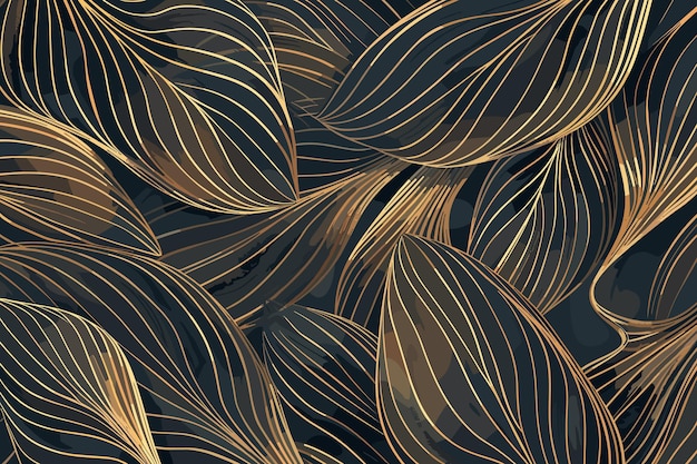 Vector abstracte luxe gouden behang golvende lijn kunst achtergrond dynamische linten