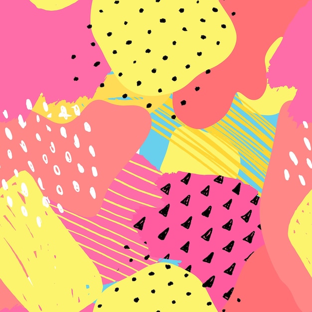 Vector abstracte naadloze patroon kleurrijke hand getekende elementen papier collage
